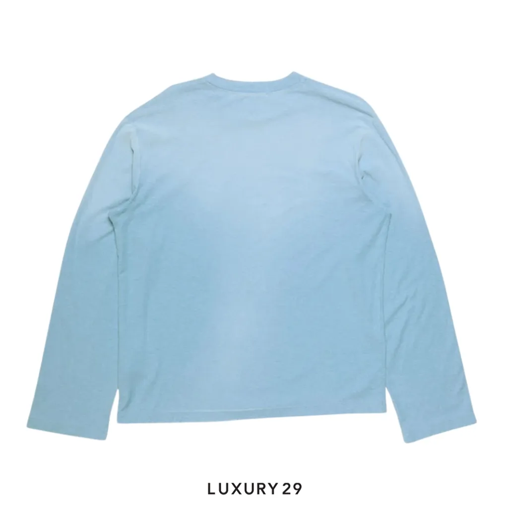 Acne Studios Sprayed 1996 logo Long-sleeve crewneck t-shirt Faded blue(XS/XXS, Blue)
