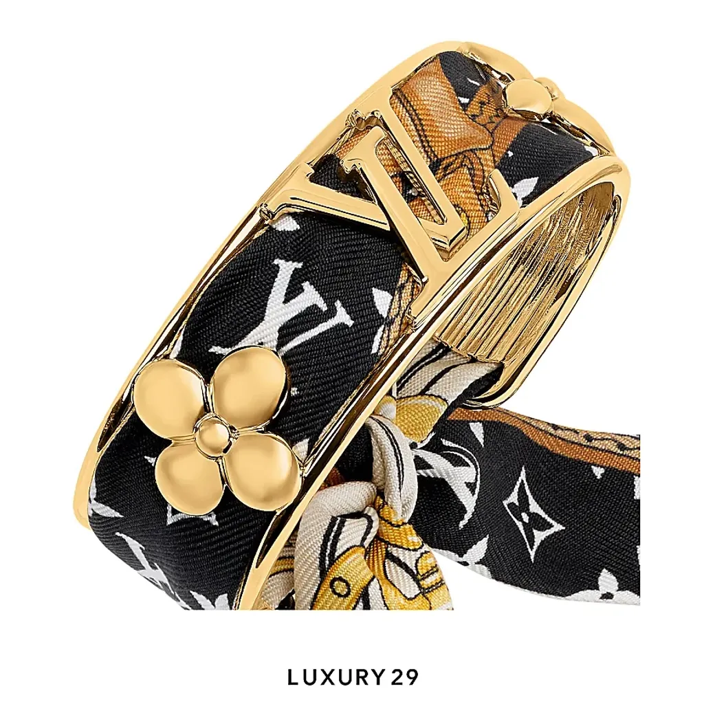 Louis Vuitton LV Initiales Silk Bracelet Black(Free Size, Black)