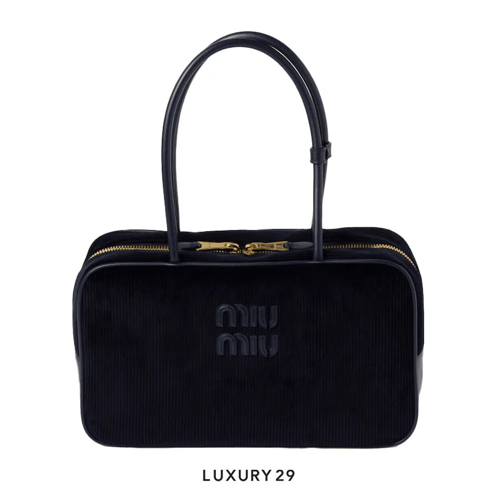 Miu Miu Beau Corduroy Top-Handle Bag Navy(Medium, Blue)