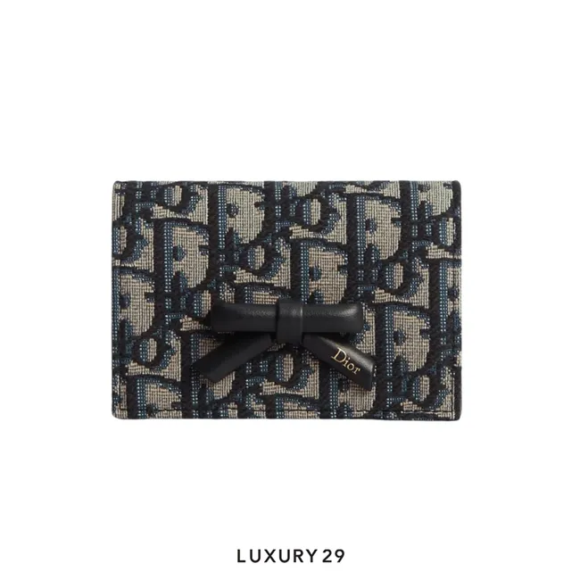 Dior Promenade Glycine Wallet Blue Oblique Jacquard