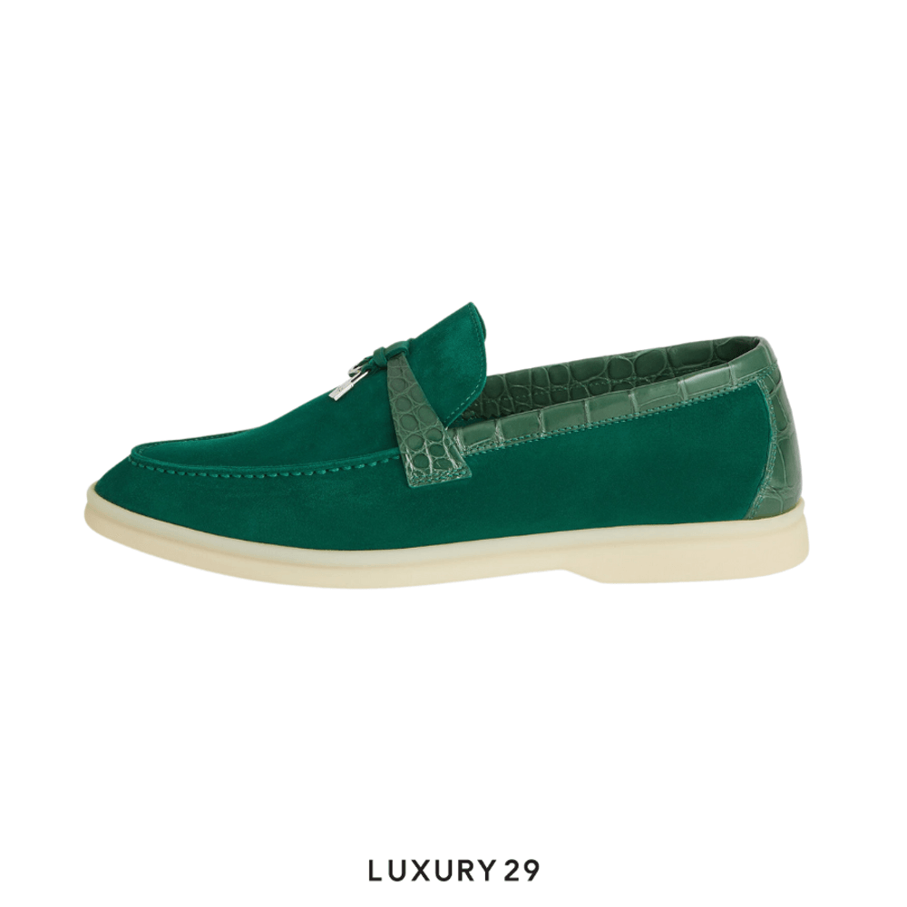Loro Piana Summer Charms Walk Suede Baobab Green(39, Green)