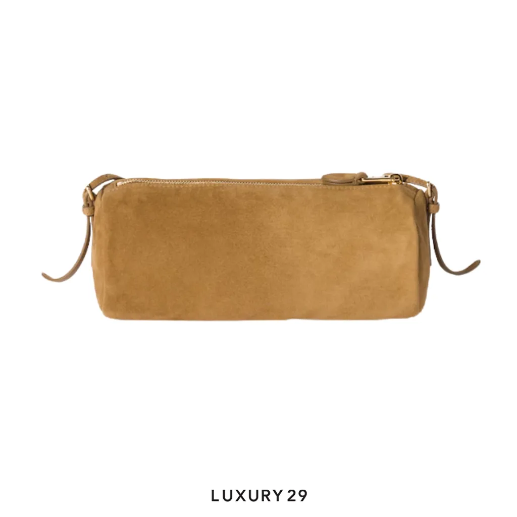 MIU MIU Suede pouch Olive Green(Small, Brown)