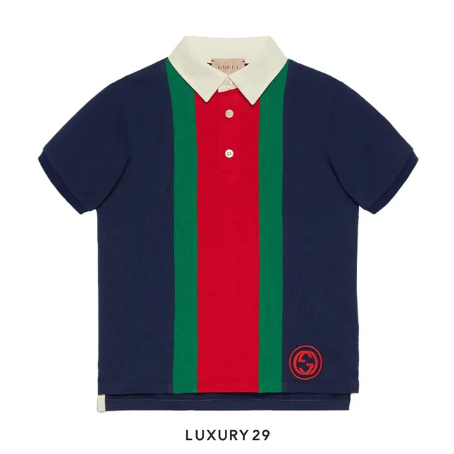 Kid GUCCI COTTON WEB POLO T-SHIRT