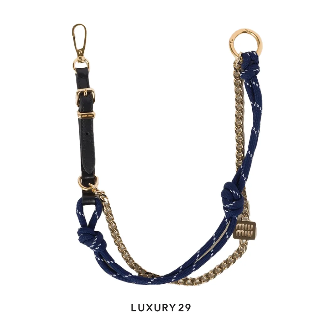 Miu Miu Leather, cord and metal trick Nero Baltico(Free Size, Blue)