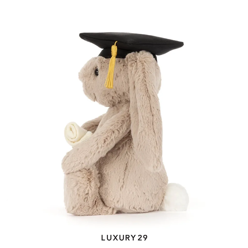 JellyCat Bashful Bunny Graduation(Small, Brown)
