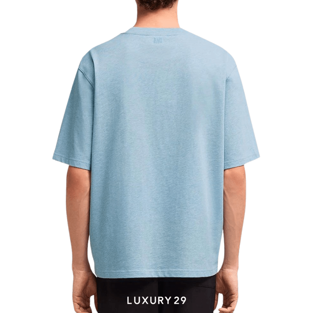 ★AMl PARlS★ (W) COEUR SACRE TSHIRT_NAUTIC BLUE Oversized Ami De Coeur Large Logo T-Shirt Sky Blue | AMI | EQVVS