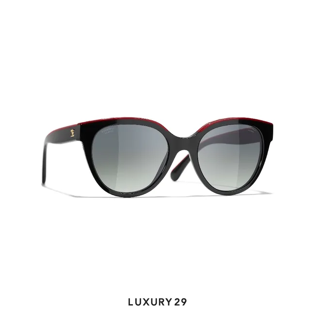 Chanel Square Eyeglasses Acetate Black & Red