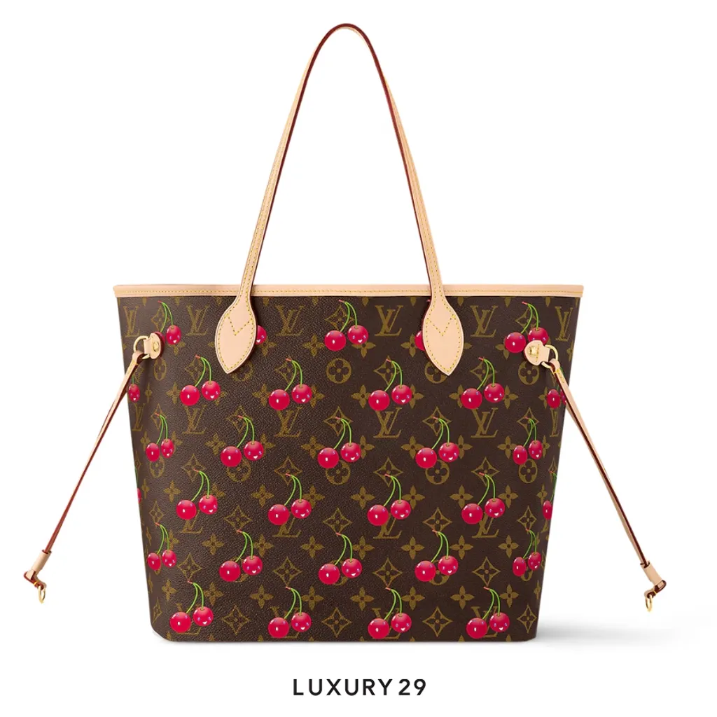 Louis Vuitton LV x TM Neverfull MM Monogram cherry coated canvas Brown(Medium, Brown)