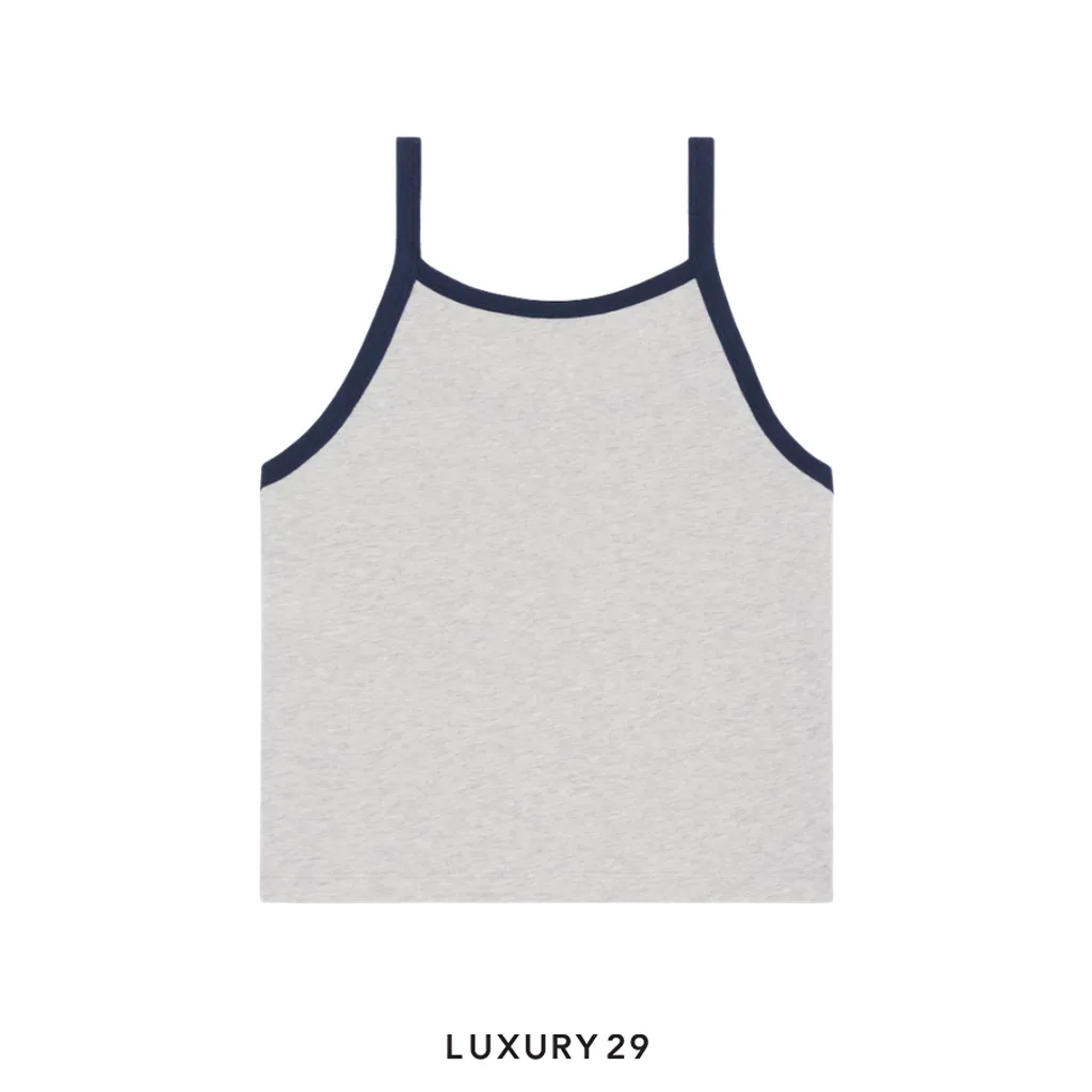 Celine Paris Tank Top In Cotton Jersey VINTAGE GREY MELANGE NAVY(S, Grey)