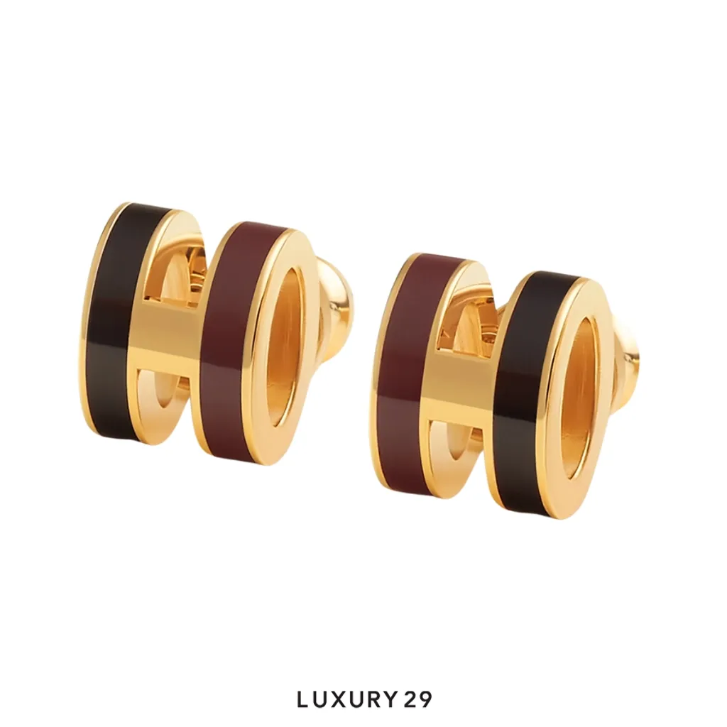 Hermes Mini Pop H Gold Rocabar Hardware earrings Galaxie(Free Size, Multicolour)