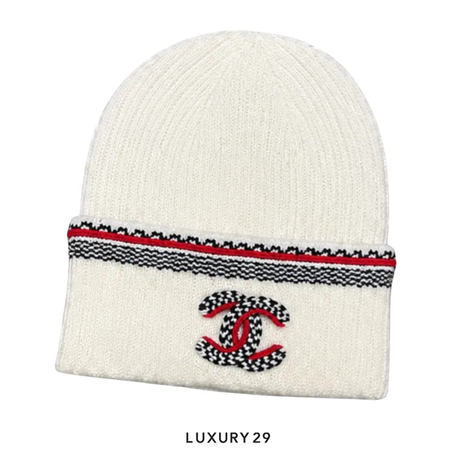 Chanel CC beanie Cashmere White/Red