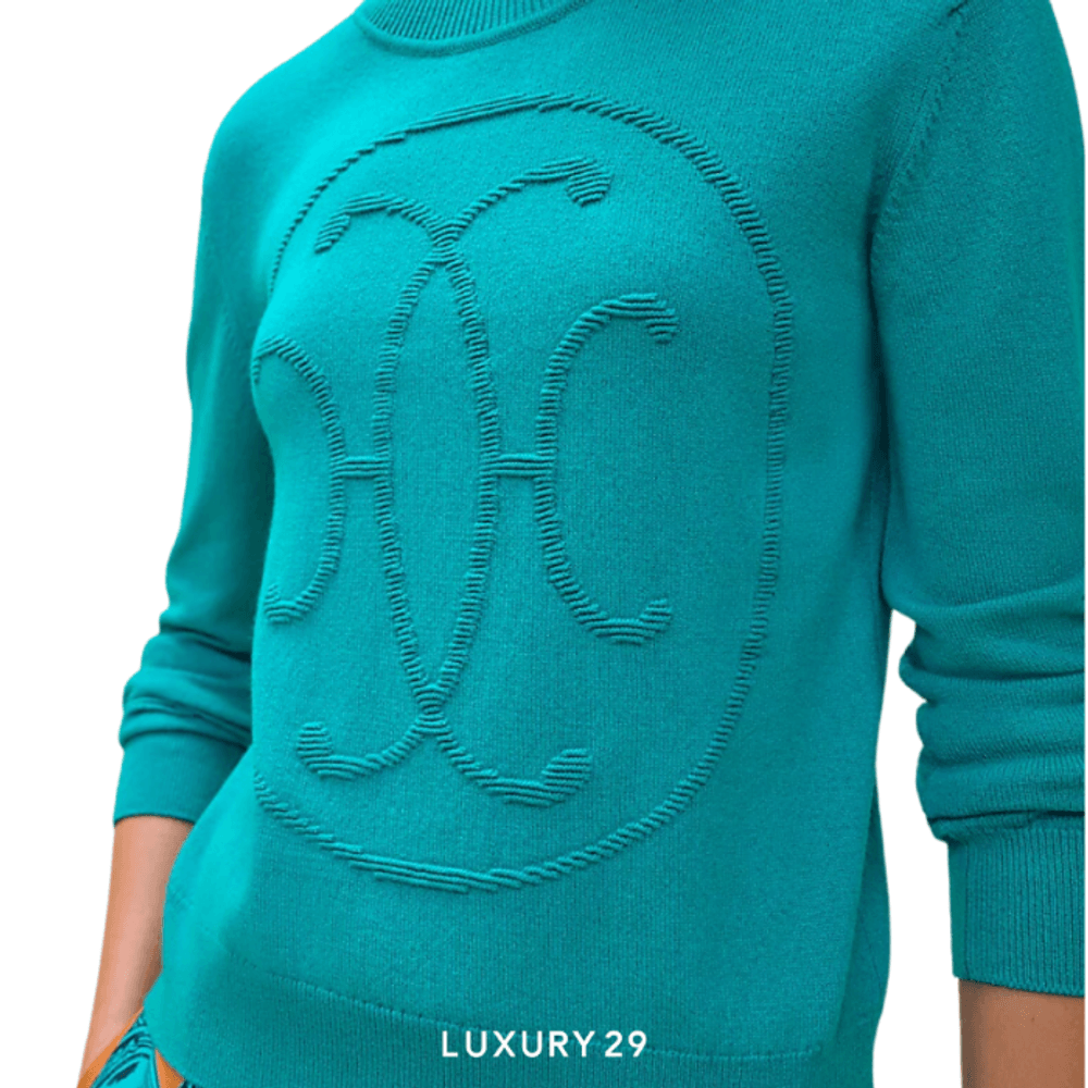 Hermes Cashmere "H Lift" long-sleeve sweater Vert Emeraude(S, Green)