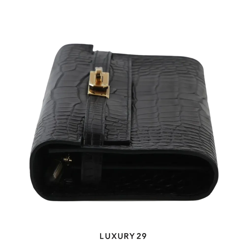 Hermes Portefeuille-Sac Kelly To Go Alligator Missi Noir / W Stamp (2024)(Medium, Black)