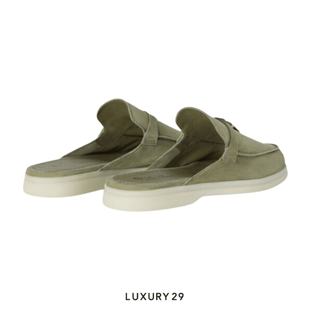Loro Piana Babouche Charms Walk Loafers Suede Goatskin Verde Harrod's(39, Green)