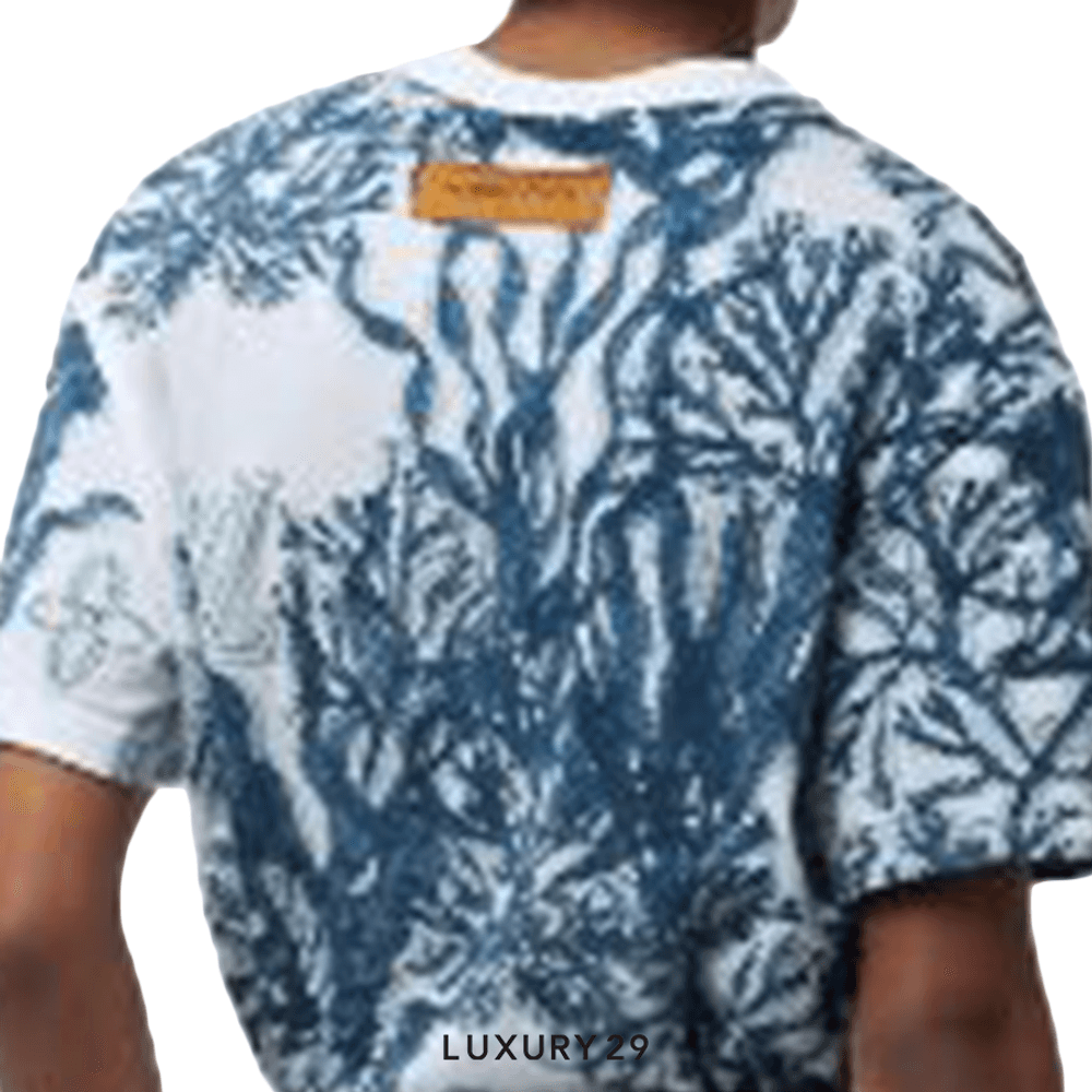 Louis Vuitton LV Graphic Cotton Short-Sleeved T-Shirt(S, Blue)