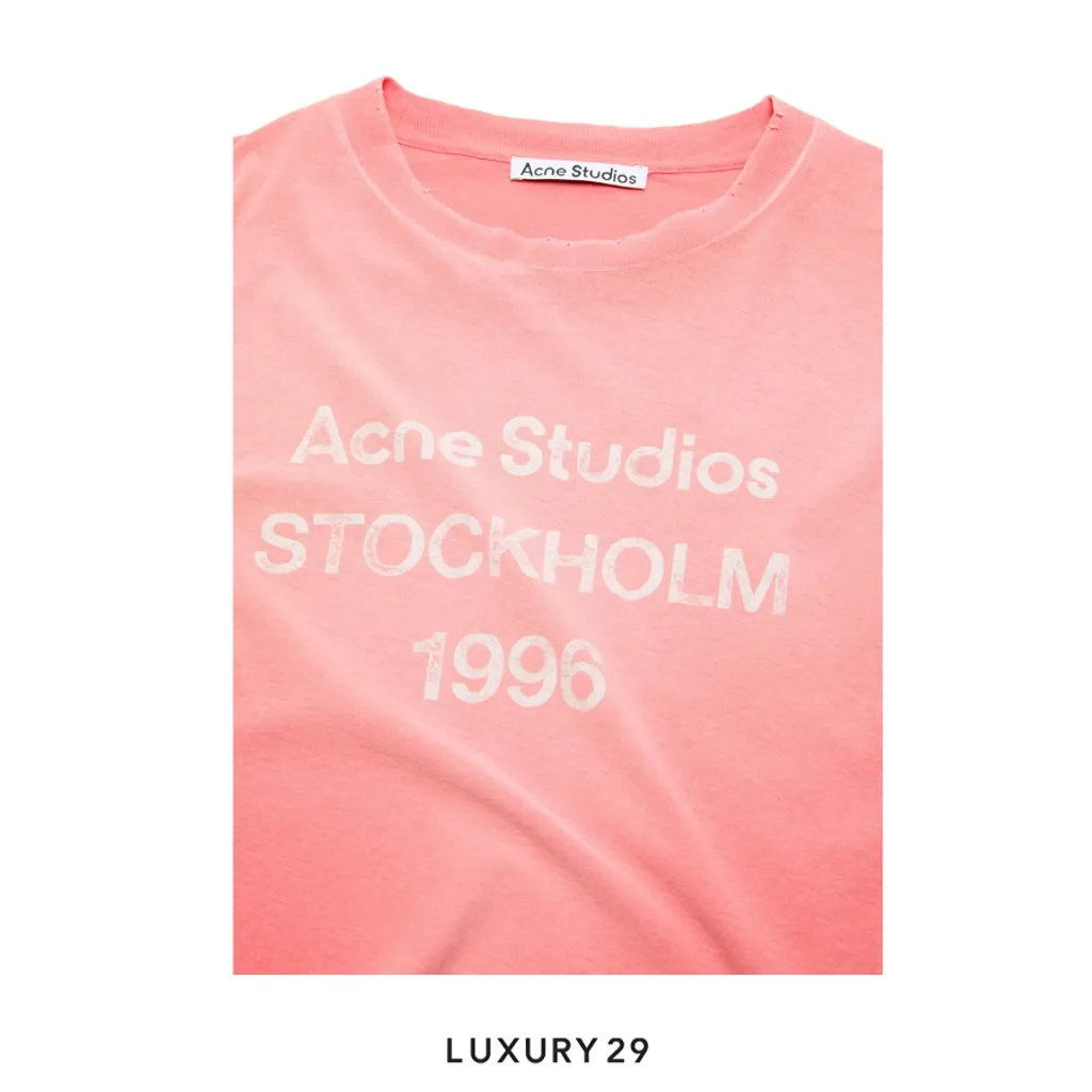 Acne Studios Sprayed logo t-shirt Tango Pink(S/XS, Pink)