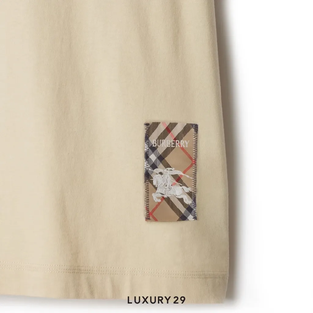 Burberry Check Label Cotton T-shirt Nutmeg(S, Neutrals)