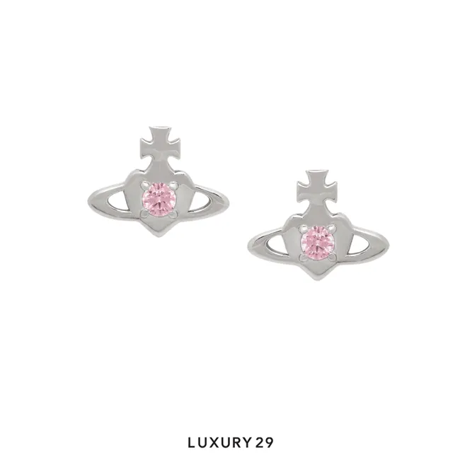 Vivienne Westwood Noella Earrings SS26 PI U Platinum/ Pink CZ