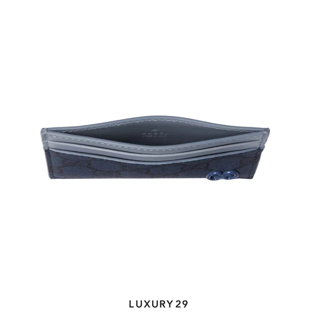 Gucci Dusty blue trim GG card case Blue(Small, Blue)