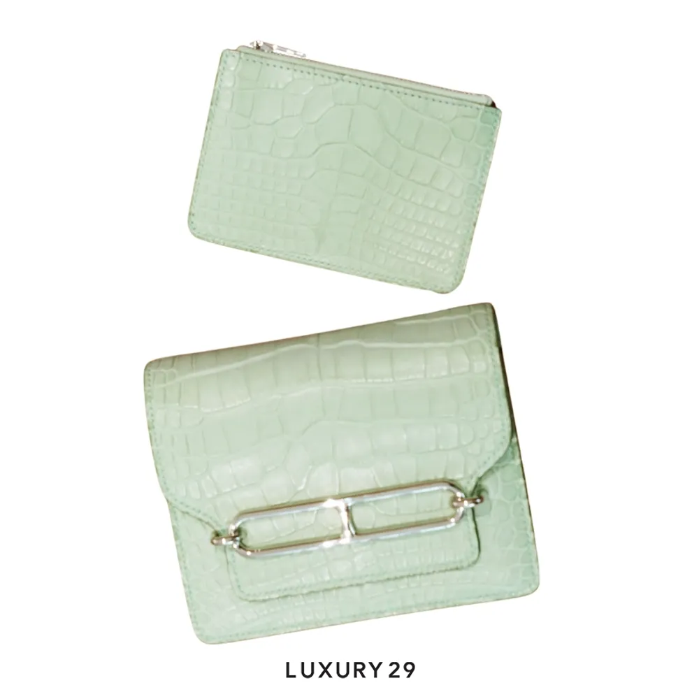 Hermes Portefeuille Roulis Silm Compact Alligator Miss Mat / B Stamp (2023)(Small, Green)