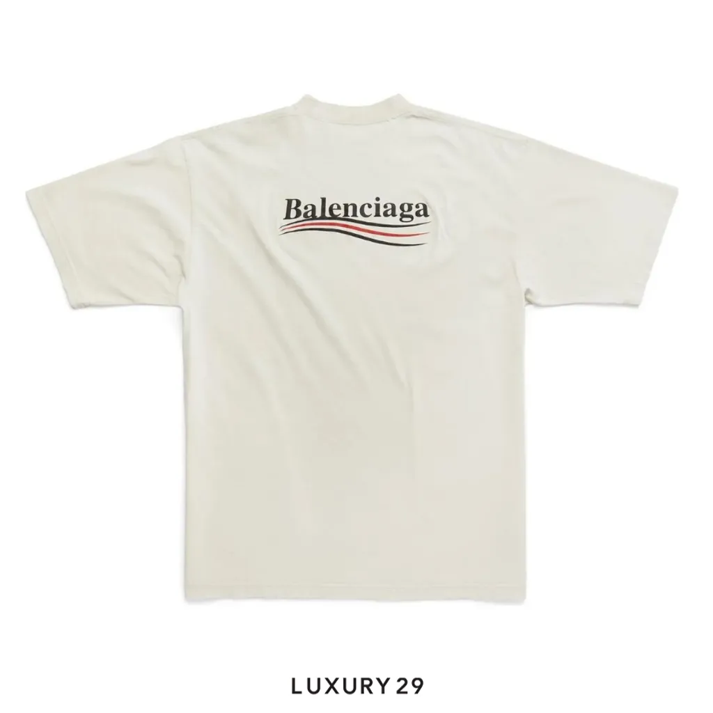 Balenciaga Political Campaign Logo-Print T-Shirt Grey(2XS, Grey)