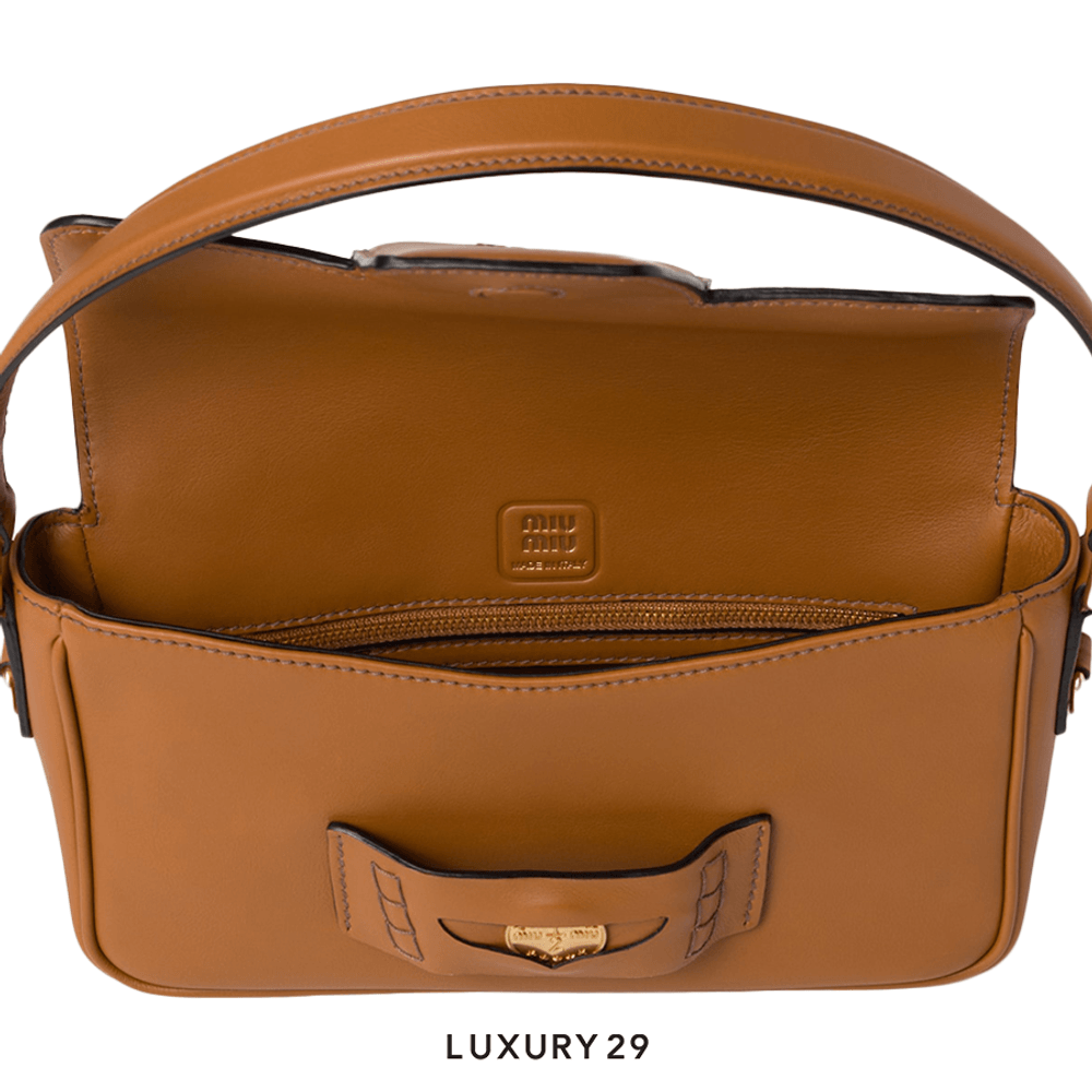 *Miu Miu* PENNY レザーバッグ 関税・送料込み Miu Miu Penny Leather Bag Cognac
