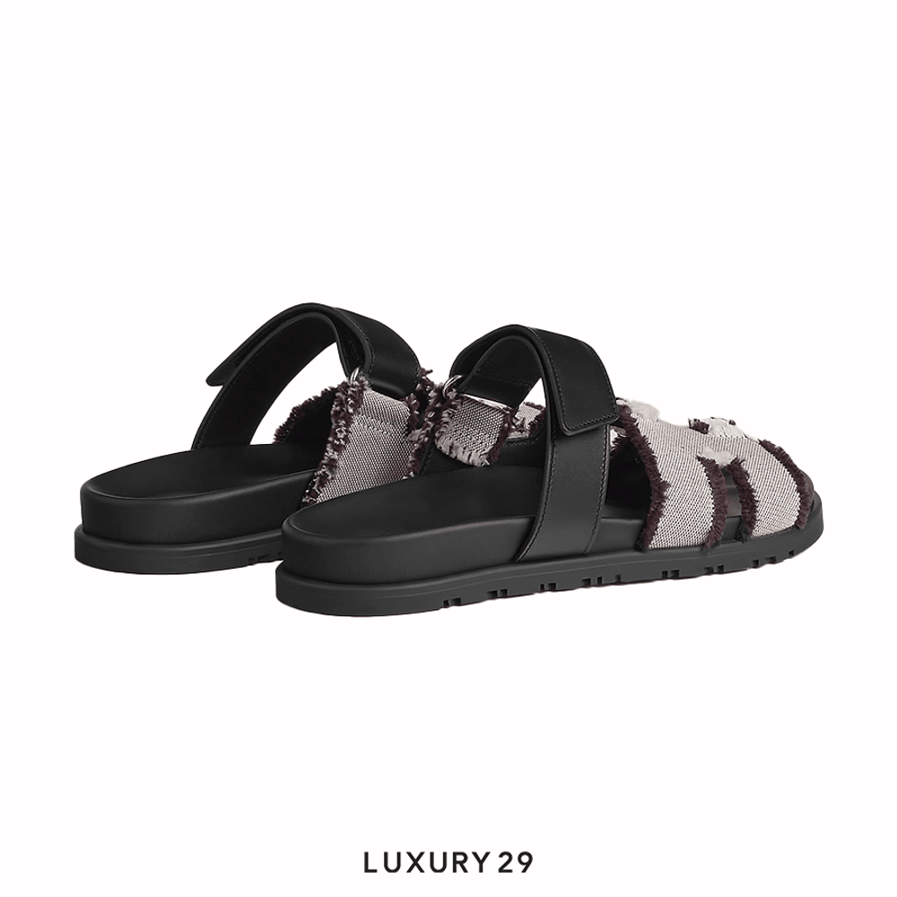 Hermes Chypre sandal Prunoir / Noir(39.5, Multicolour)