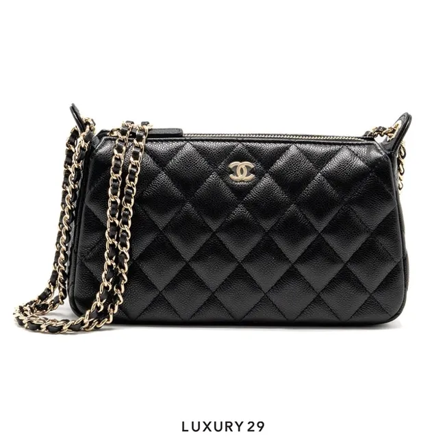 Chanel Matelasse Chain Clutch Black Grained Calfskin Black