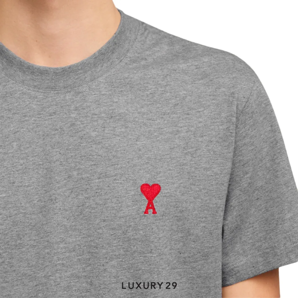 AMI DE COEUR RED T-SHIRT HEATHER GREY(Grey, S)