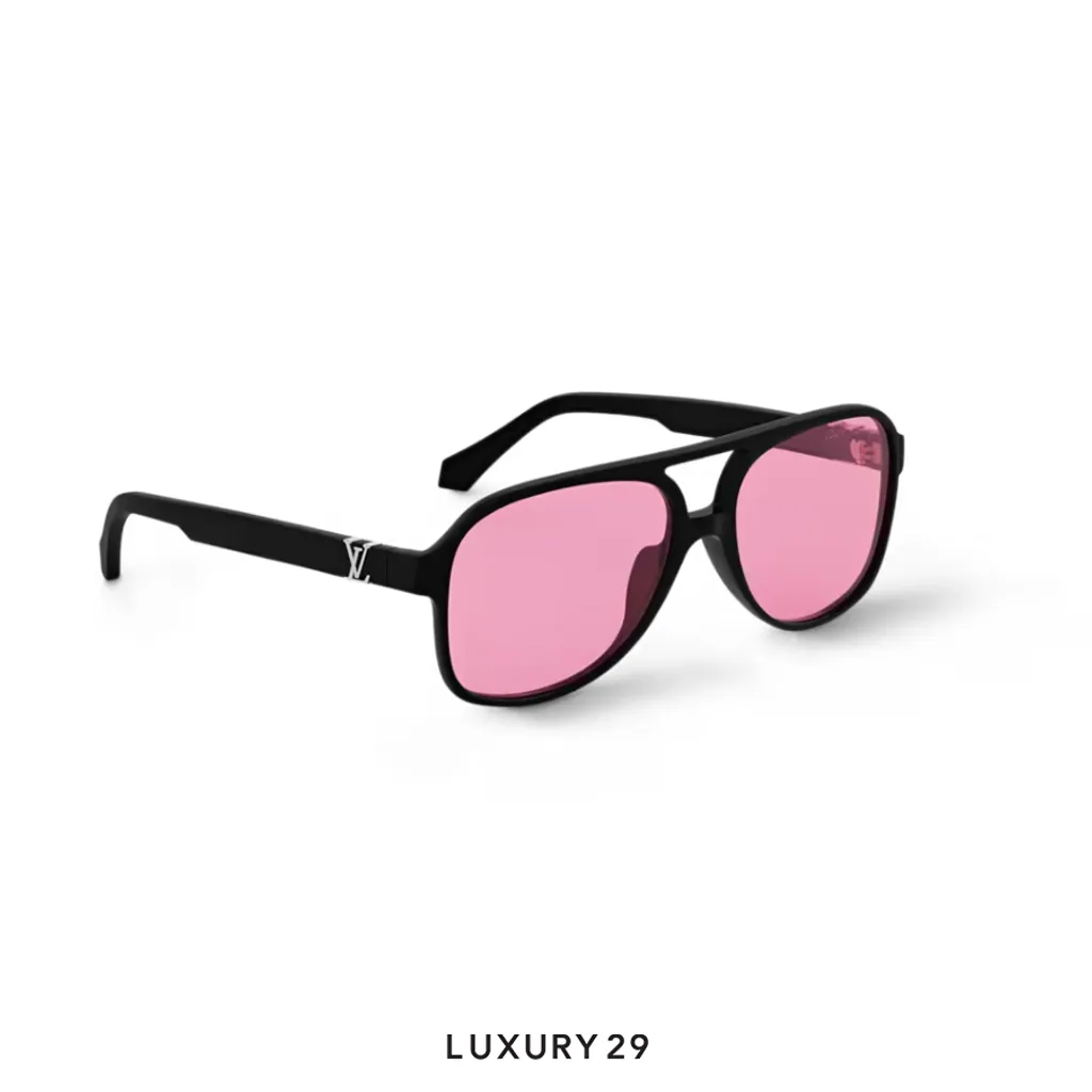 Louis Vuitton LV Hit Sunglasses Pink Lens(Free Size, Black)