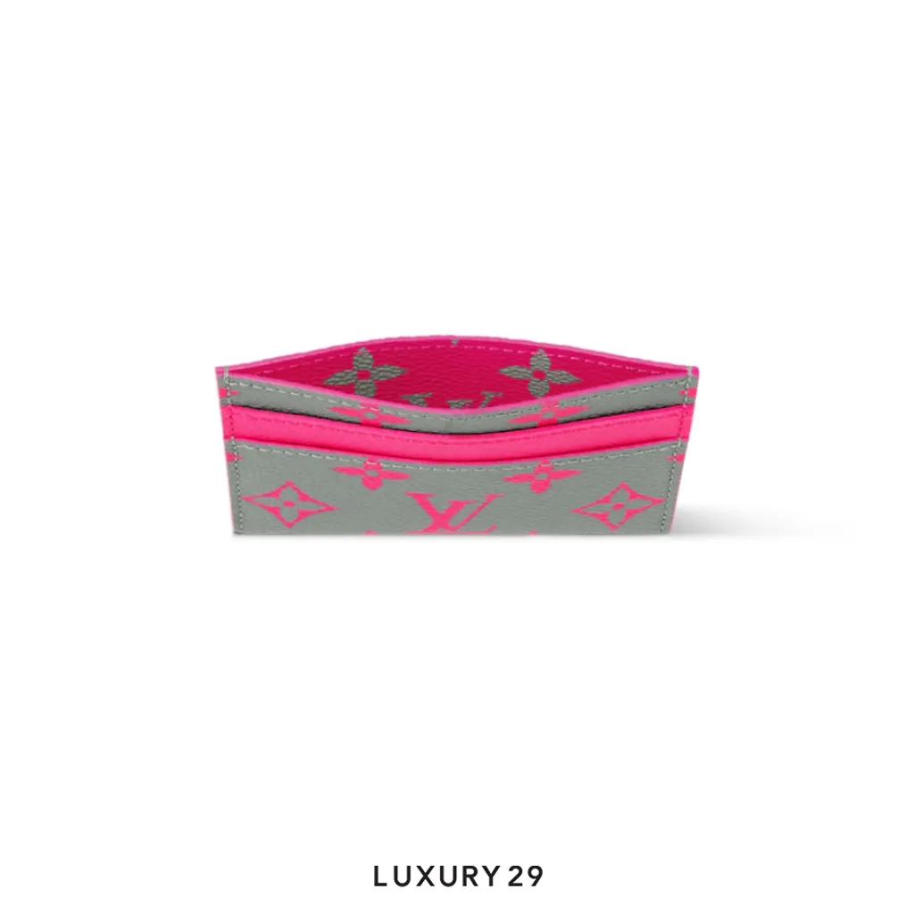Louis Vuitton LV Double Card Holder Monogram Glow coated canvas Gray/Pink(Small, Grey)