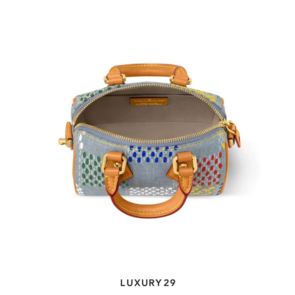 Louis Vuitton LV Speedy 18 Bandouliere LV Vers Damier Denim Multicolor(Mini, Blue)