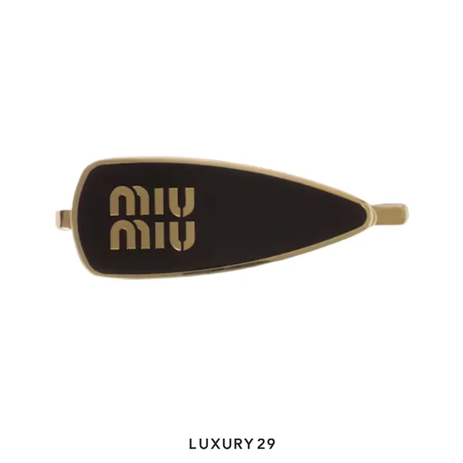 Miu Miu Enameled metal hair clip Black