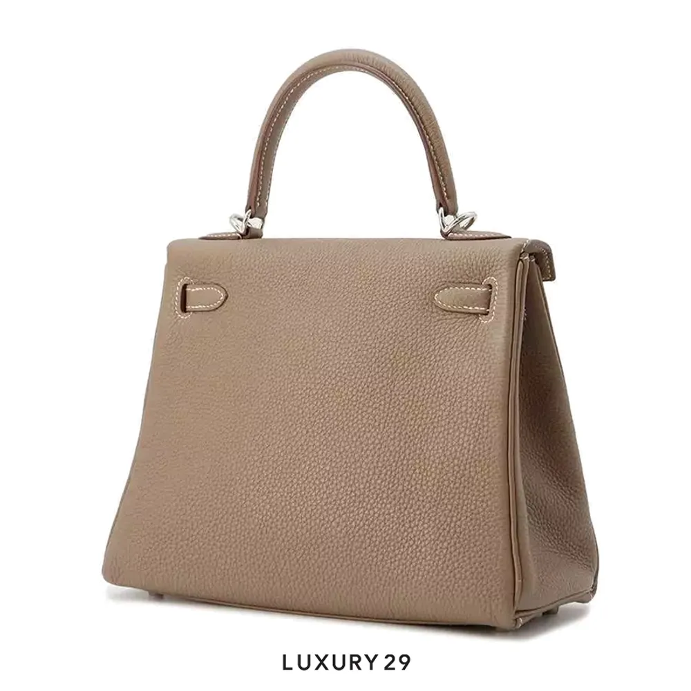 Hermes SAC Kelly 25 Togo Retourne with palladium hardware Etoupe / B Stamp (2023)(Small, Brown)
