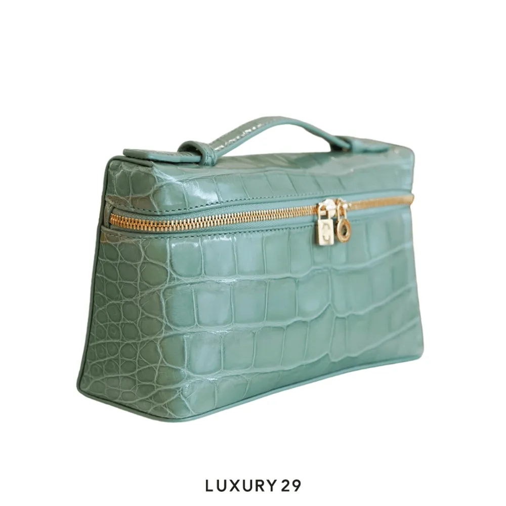 Loro Piana Extra Pocket L19 Glazed Alligator(Small, Green)