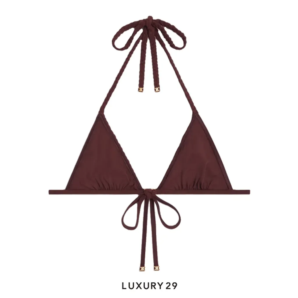 Celine triomphe triangle top in matte jersey Prune(36, Purple)