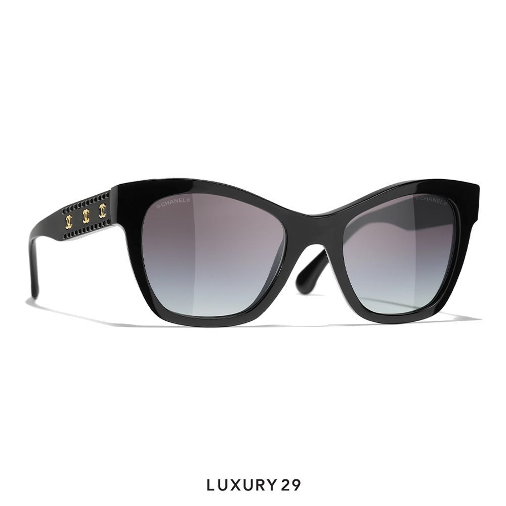 Chanel Cat Eye Sunglasses Black Grey(Free Size, Black)