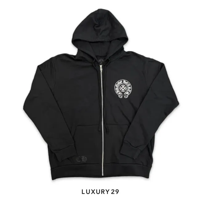 Chrome Hearts New York Horse Shoe Logo Zipped Hoodie Black