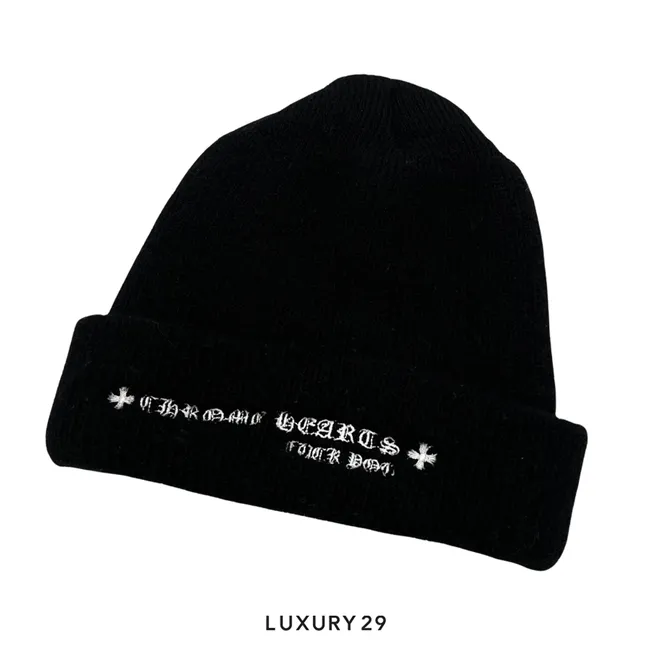 Chrome Hearts logo beanie FKY Black