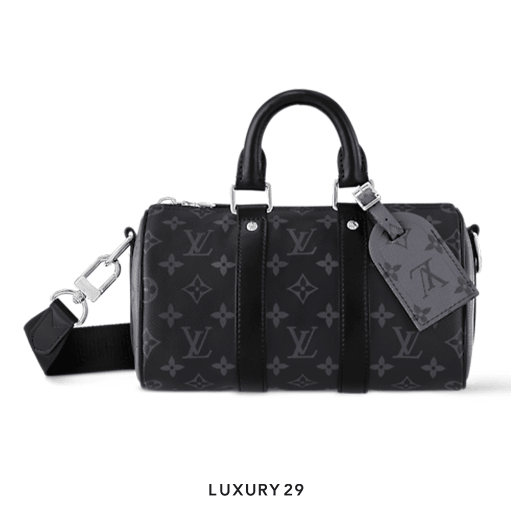 Louis Vuitton LV Keepall Bandouliere 25 Bag Monogram Eclipse Reverse Canvas Black(Small, Black)