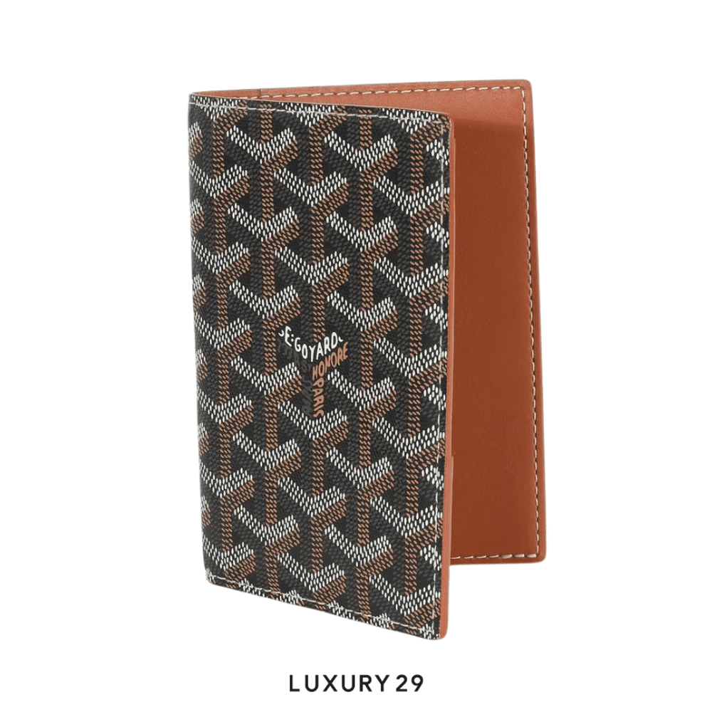 Goyard Grenelle Passport Cover Black & Tan(Small, Brown)
