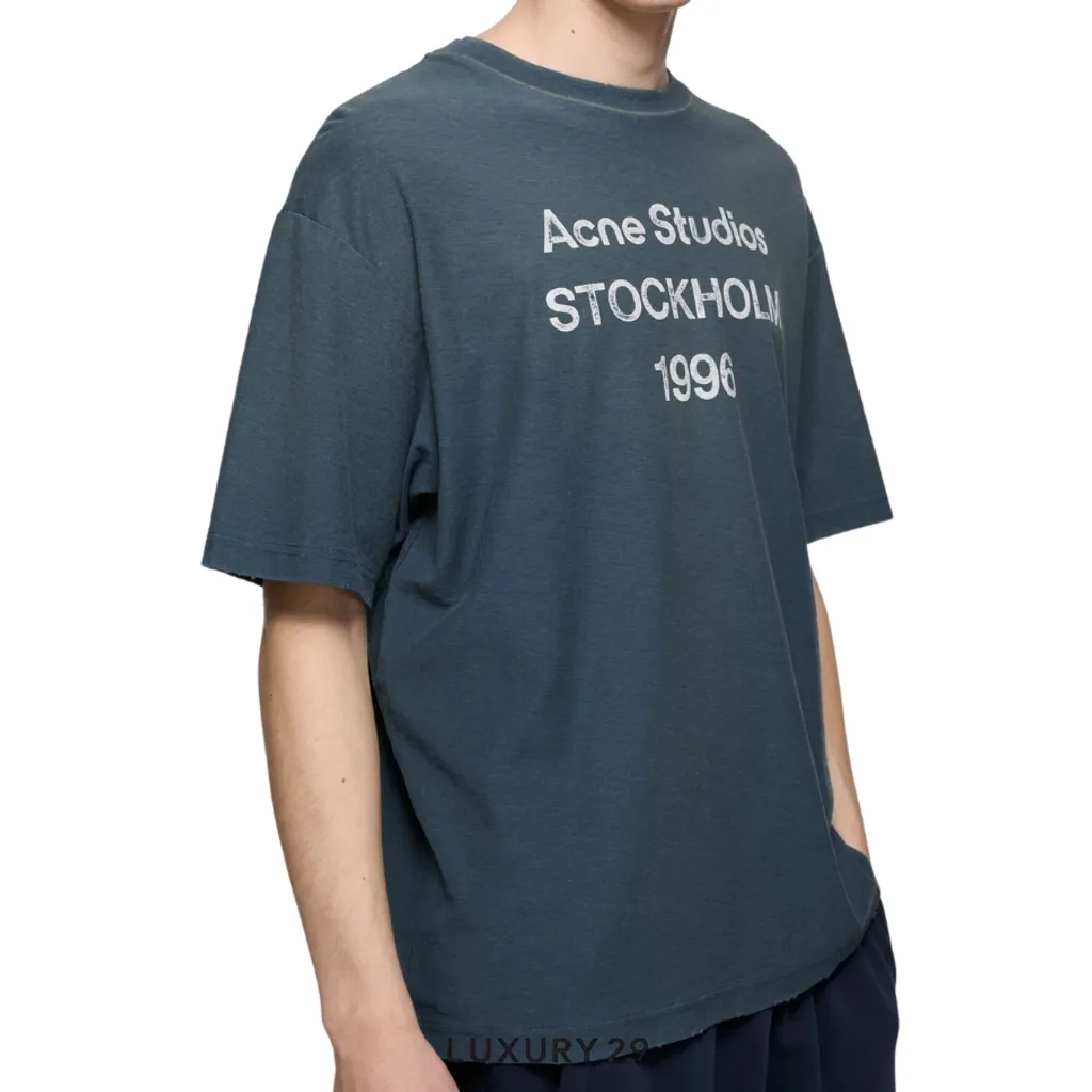 Acne Studios Sprayed logo t-shirt Deep Blue(XL/L, Blue)