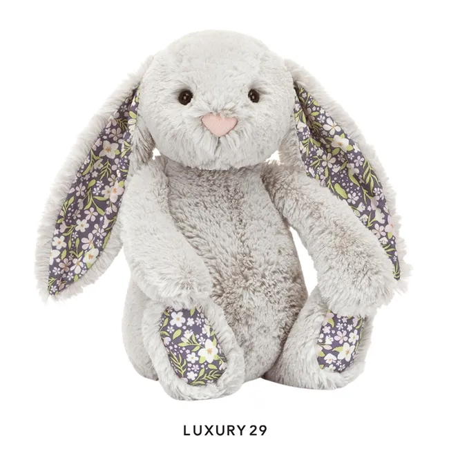 JellyCat Blossom Silver Bunny Bloom Small Grey
