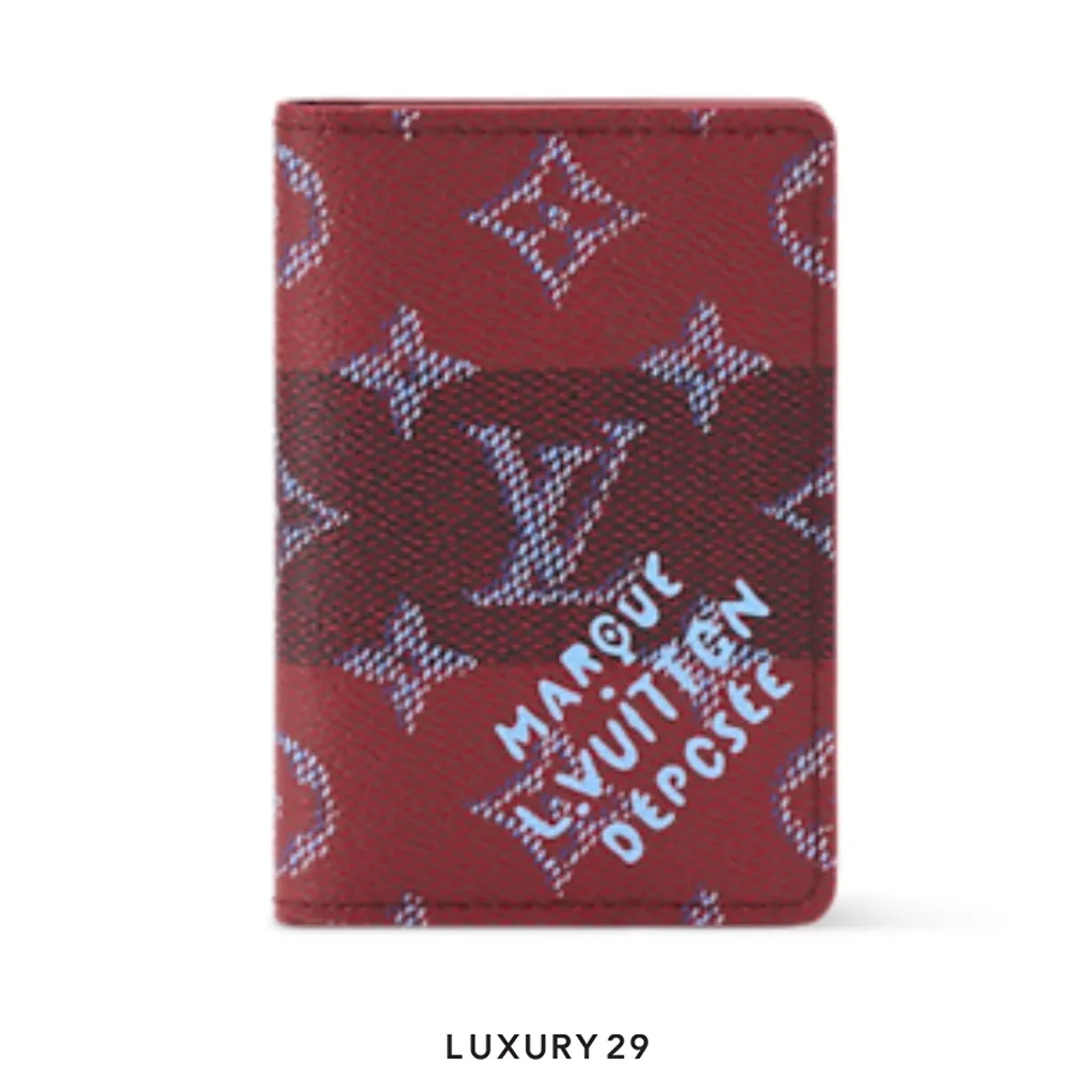 Louis Vuitton LV Pocket Organizer Wallet Red Stripes(Small, Red)