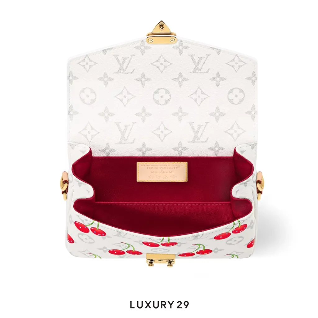 Louis Vuitton LV x TM - Pochette Metis East West Bag Monogram cherry canvas White(Small, White)