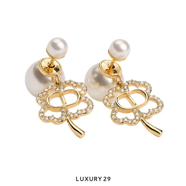 Dior Tribales Earrings Gold-Finish Metal, White Resin Pearls and Crystals