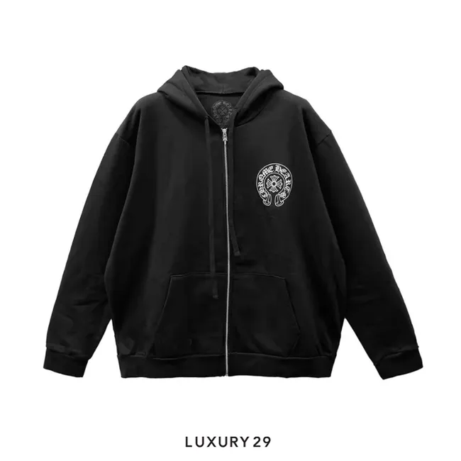 Chrome Hearts Hangzhou Edition Horseshoe Logo Zipped Hoodie Black