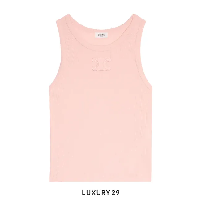 Celine triomphe tank top IN ribbed cotton Tank Top Light Peach