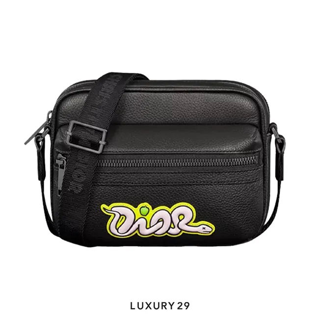 Dior and Kaws Mini Rider 2.0 Zipped Messenger bag Yellow/Black