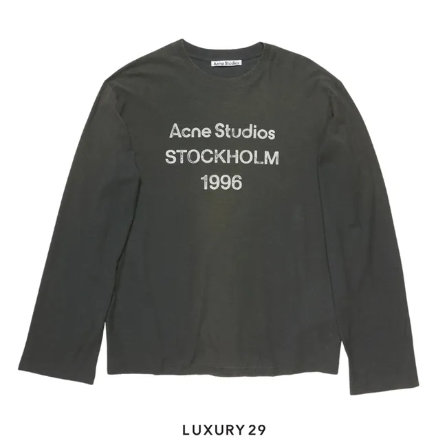 Acne Studios Sprayed 1996 logo t-shirt L/S Faded Black